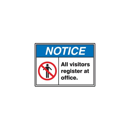 Panduit SAFETY SIGN, 10.00" X 14.00", NOTICE, ALL VISITORS REGISTE,  PAS1014N4809